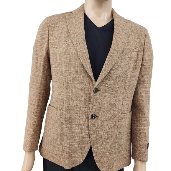 Zanetti Angelico Giacca Woven Tan Blazer, Men's 38 - Picture 2 of 11